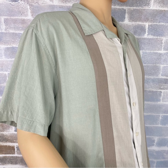 Men’s AXIST Washable Silk Button Up Collared Short Sleeve Shirt Size XXL Seafoam - Picture 6 of 13